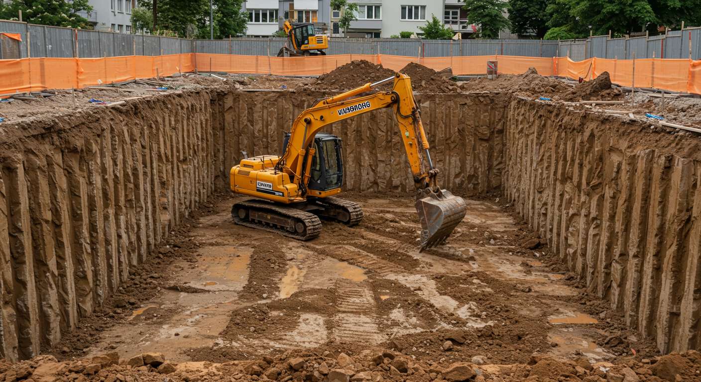 Разработка котлованов по способу производства работ