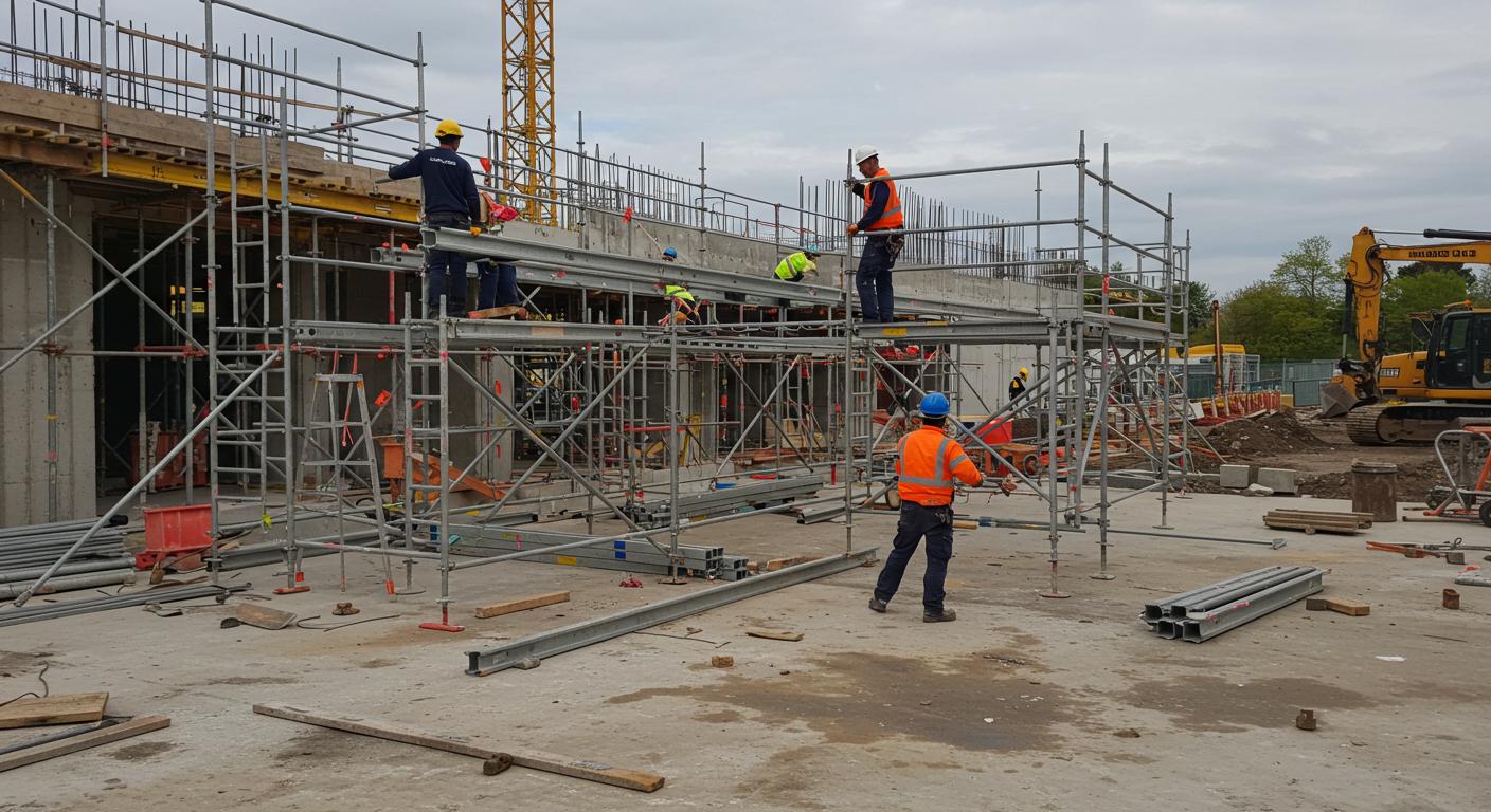 Монтаж строительных лесов рамного типа