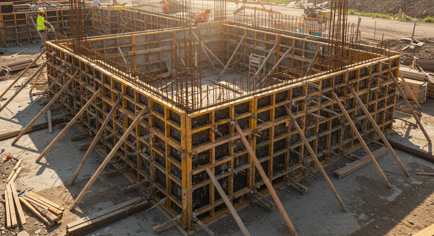 Монтаж опалубки для монолитных конструкций